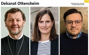 Dekanat Ottensheim: Abt Reinhold Dessl OCist wurde als Pfarrer, Maria Krone als Pastoralvorständin und Daniel Himsl als Verwaltungsvorstand für die zukünftige Pfarre ernannt.